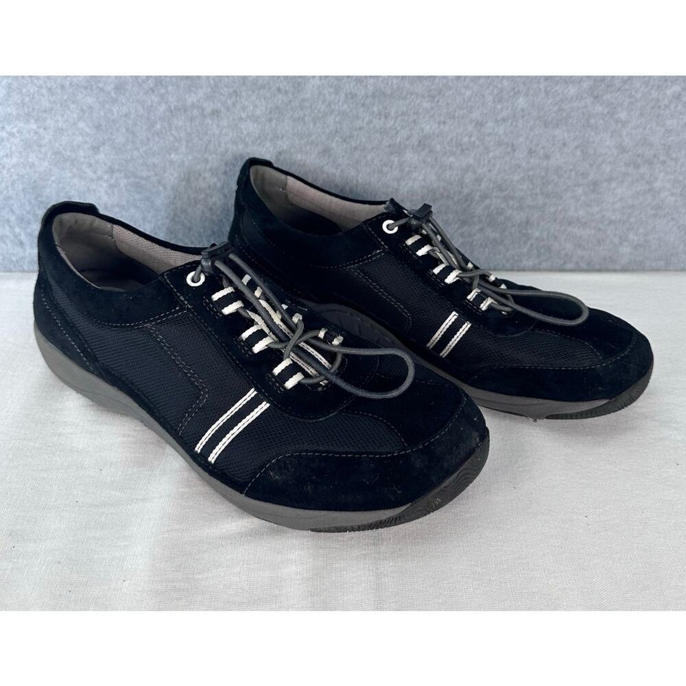 Dansko Women's sz 41 Helen Sneakers Black Suede White Stripe Casual Comfort Walk - Picture 11 of 14